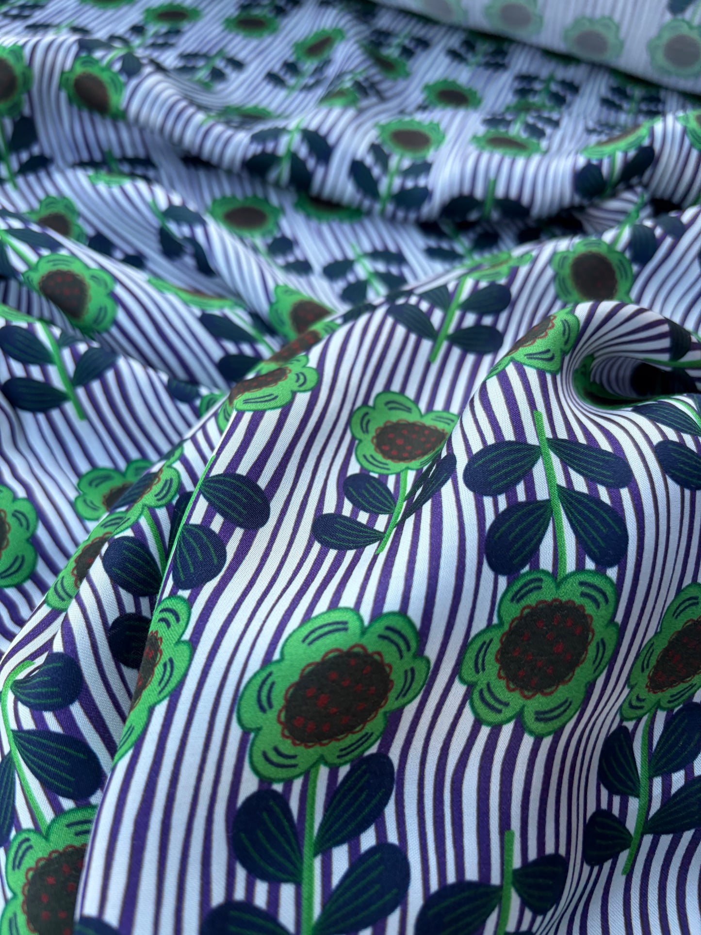 AXEL 001 stripes and flowers viscose satin