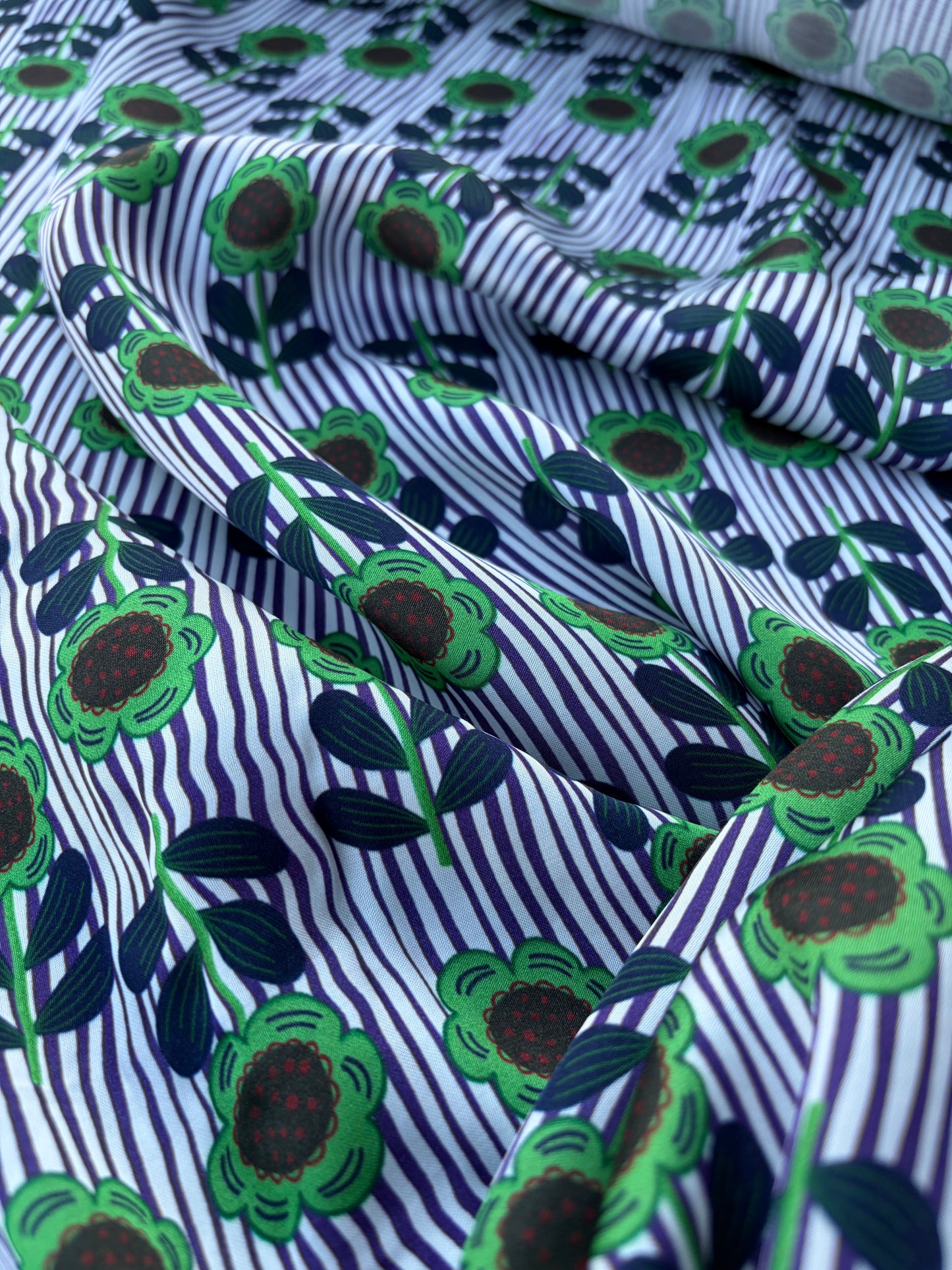AXEL 001 stripes and flowers viscose satin