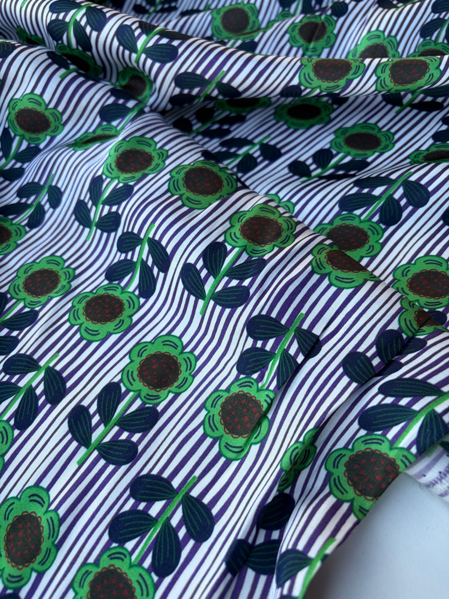 AXEL 001 stripes and flowers viscose satin