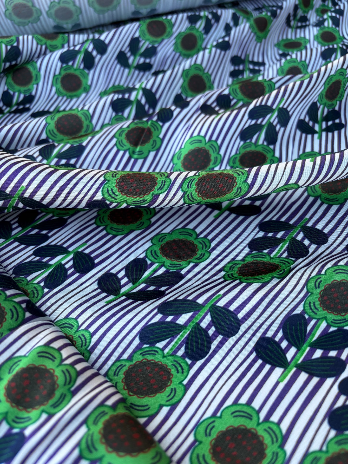 AXEL 001 stripes and flowers viscose satin