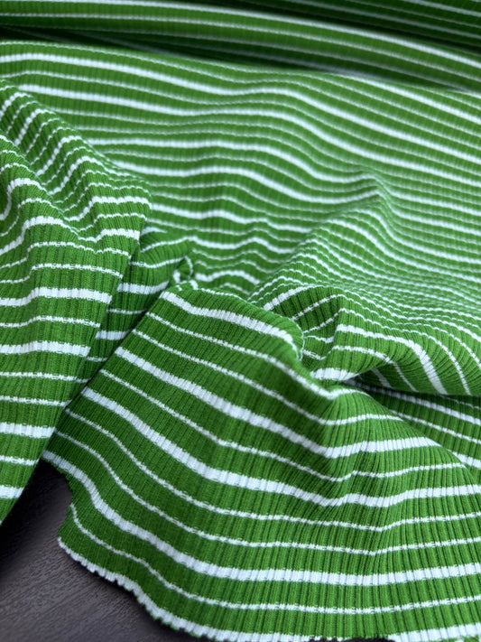 B.ROSE 016 heavy cotton rib green striped