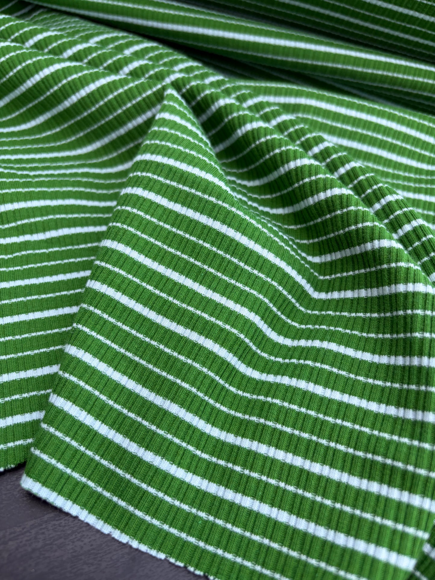 B.ROSE 016 heavy cotton rib green striped
