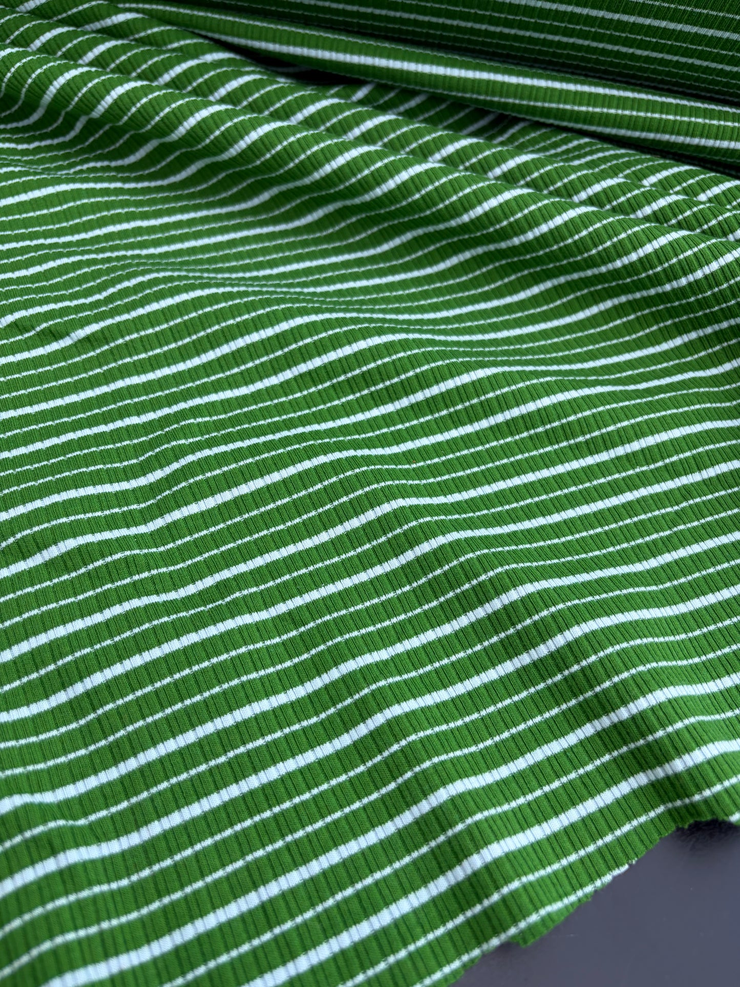 B.ROSE 016 heavy cotton rib green striped