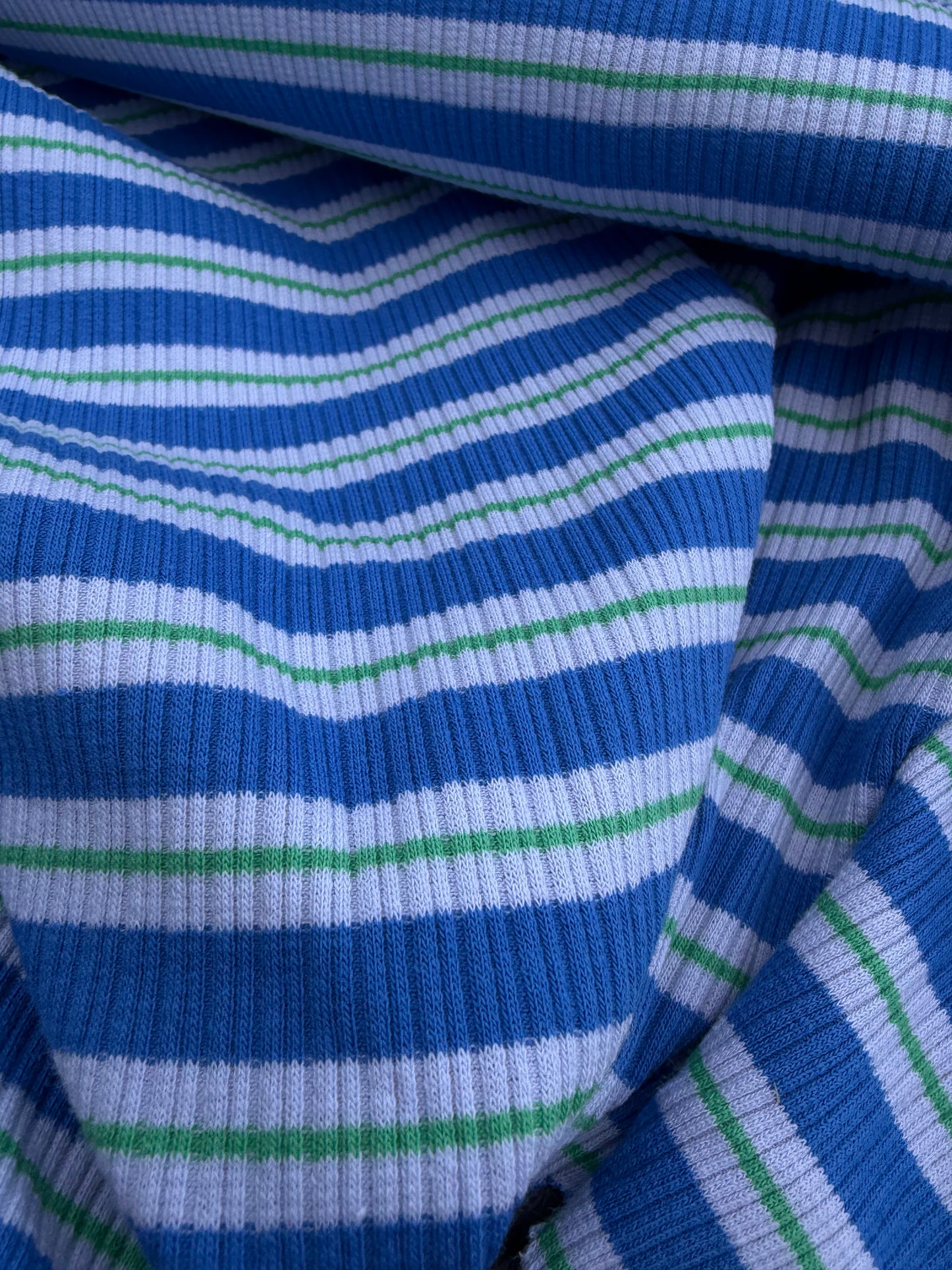 B.ROSE 017 heavy cotton rib blue/green striped