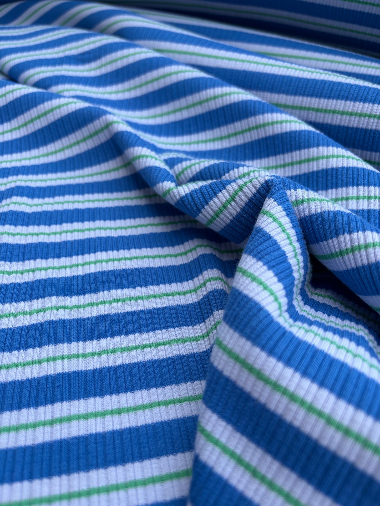 B.ROSE 017 heavy cotton rib blue/green striped