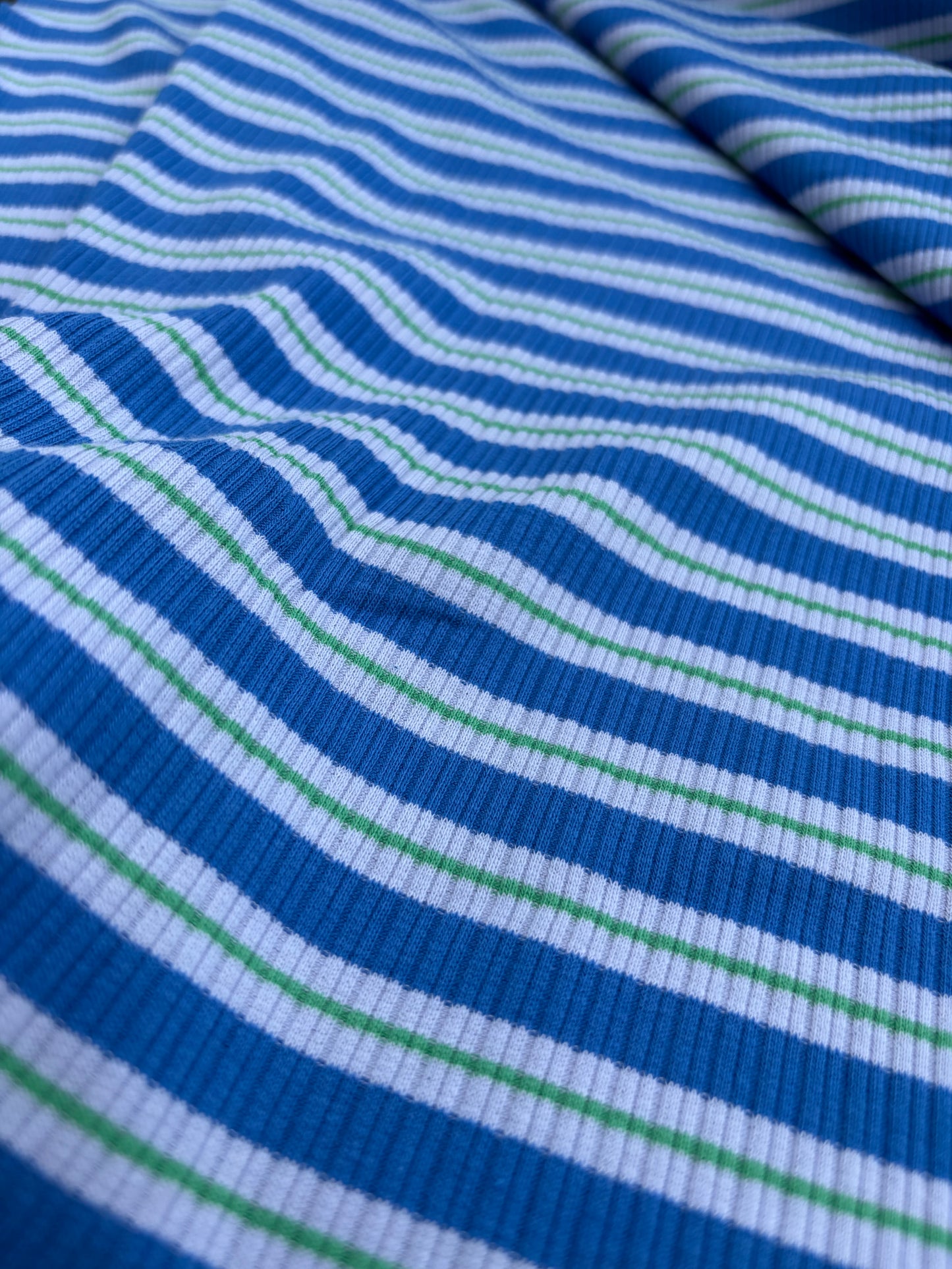 B.ROSE 017 heavy cotton rib blue/green striped