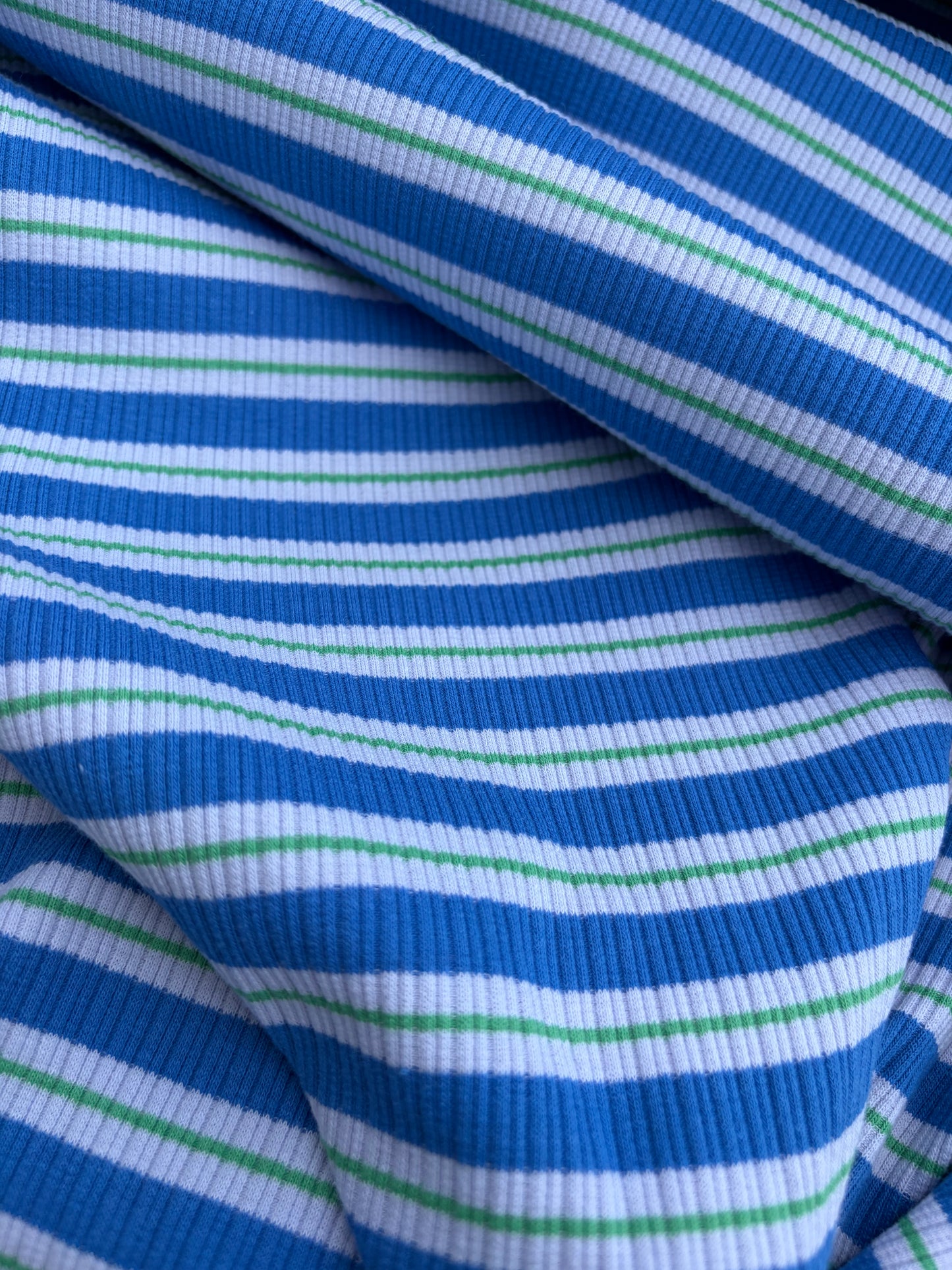 B.ROSE 017 heavy cotton rib blue/green striped