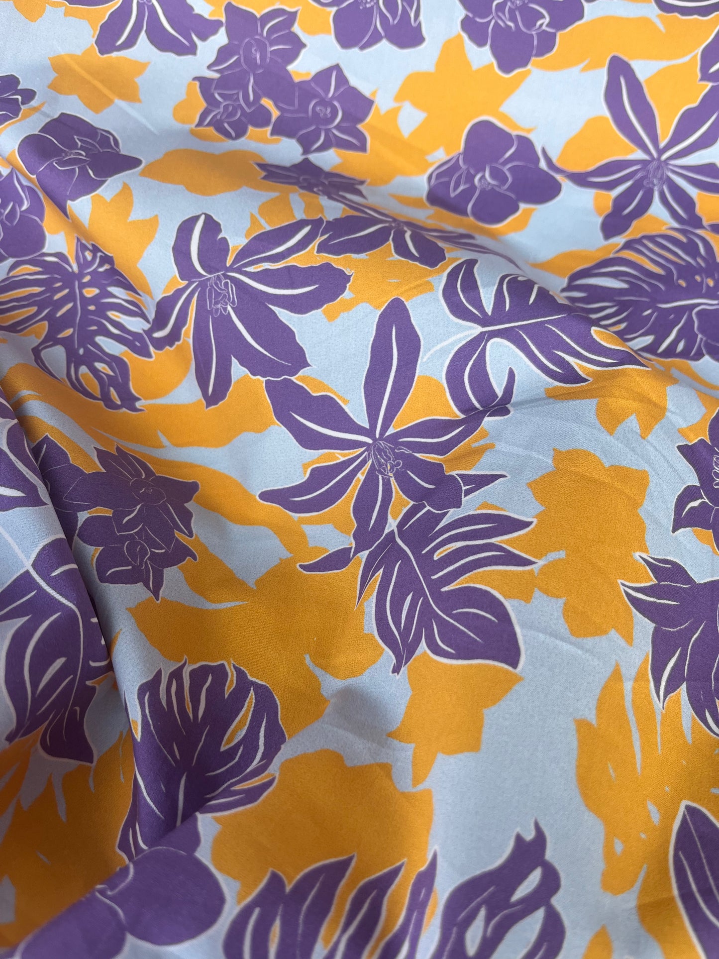 JOSEPHA 036 poplin stretchpurple/yellow jungle leaves