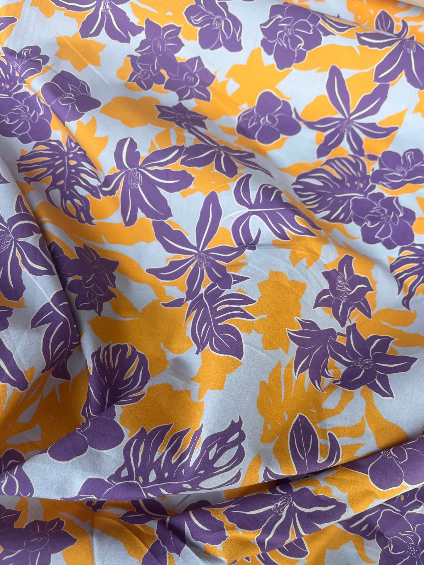 JOSEPHA 036 poplin stretchpurple/yellow jungle leaves