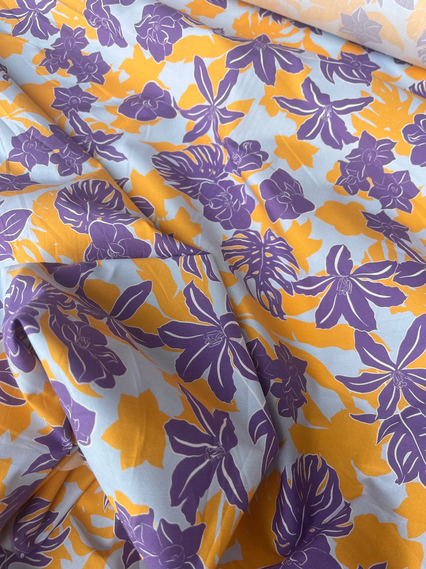 JOSEPHA 036 poplin stretchpurple/yellow jungle leaves