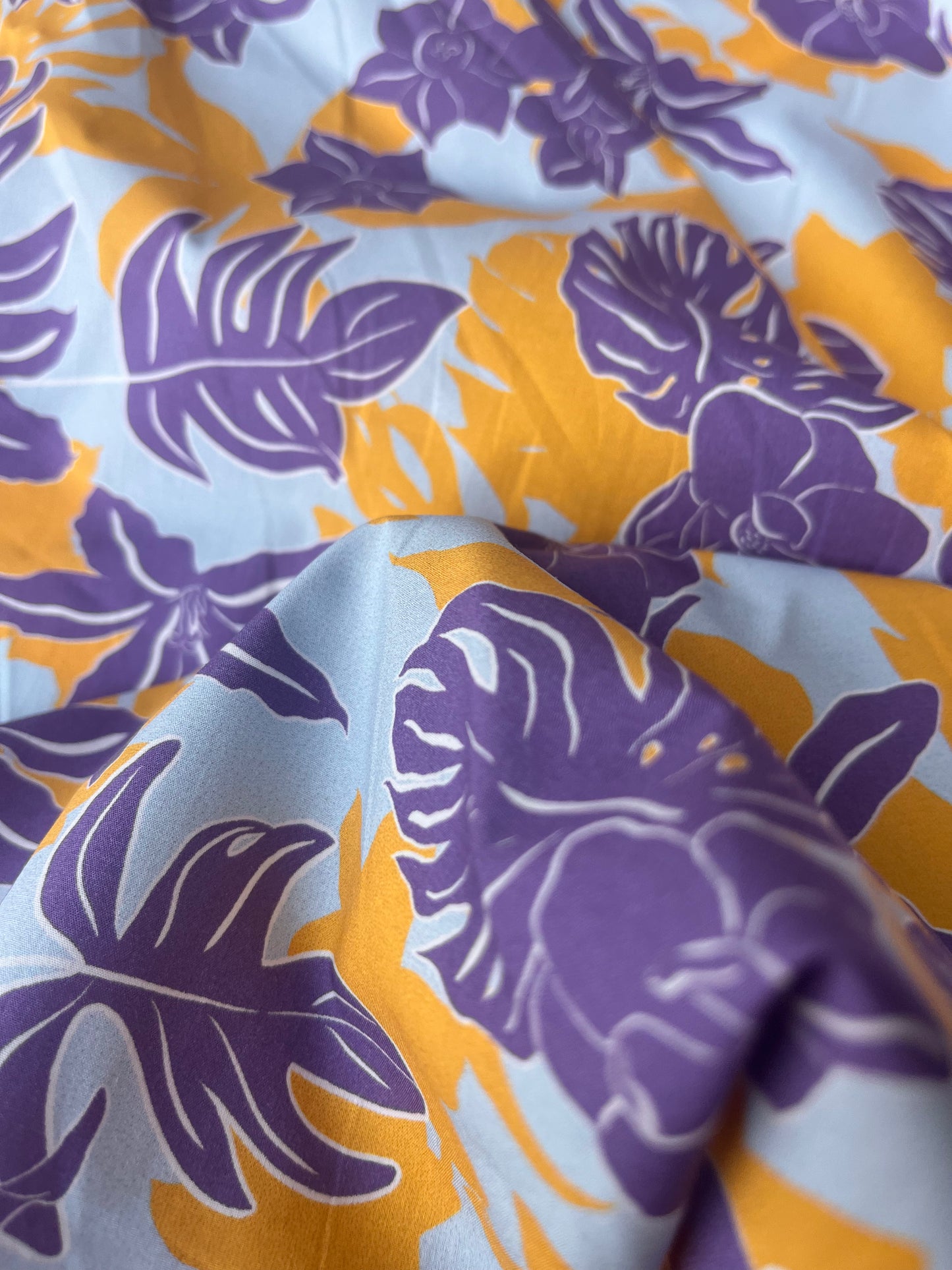 JOSEPHA 036 poplin stretchpurple/yellow jungle leaves