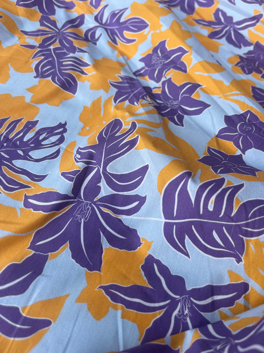 JOSEPHA 036 poplin stretchpurple/yellow jungle leaves