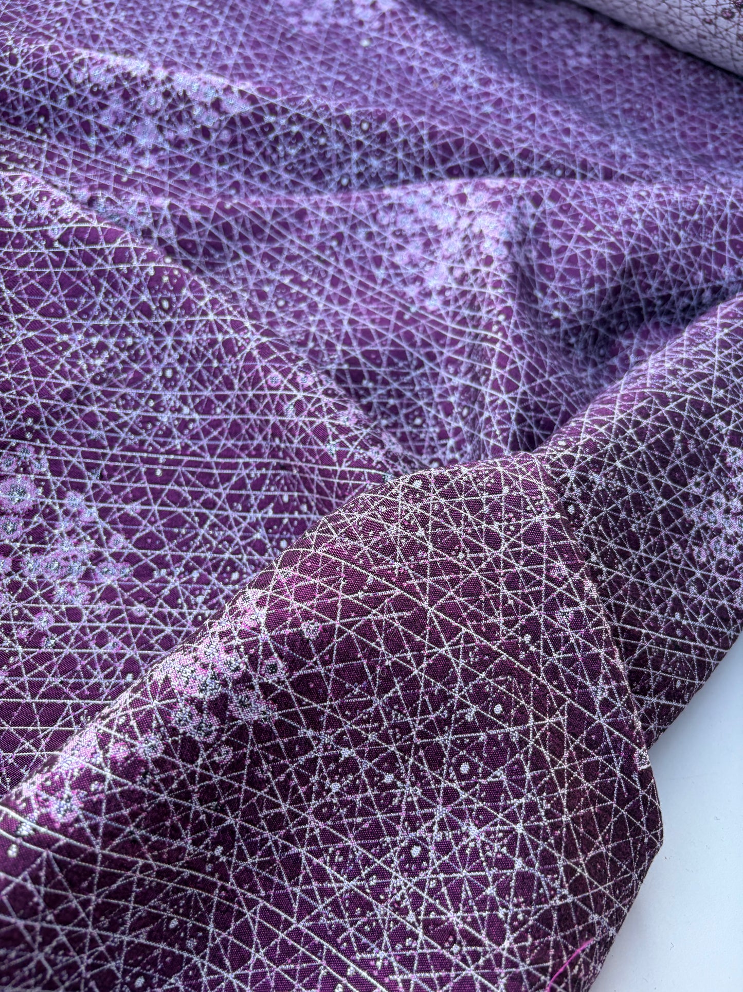 AXEL 007 aubergine/silver cotton jacquard with stretch