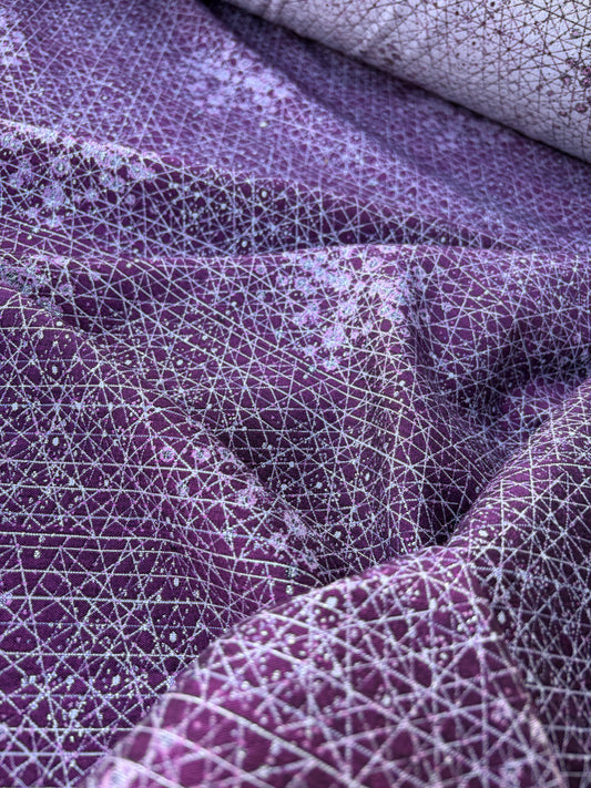 AXEL 007 aubergine/silver cotton jacquard with stretch