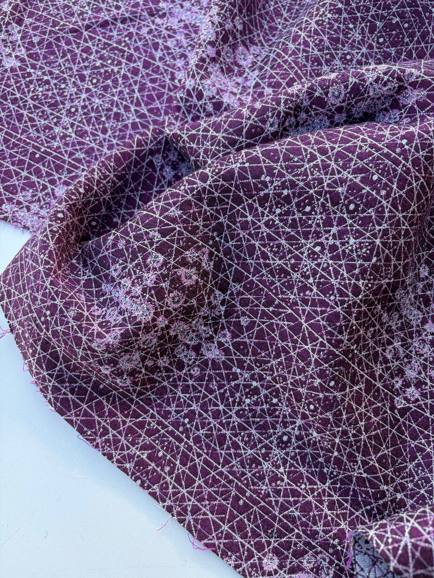 AXEL 007 aubergine/silver cotton jacquard with stretch