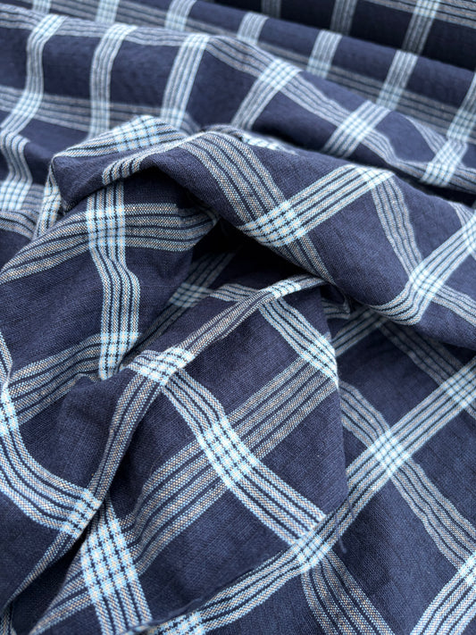 B.ROSE 020 washed cotton check navy