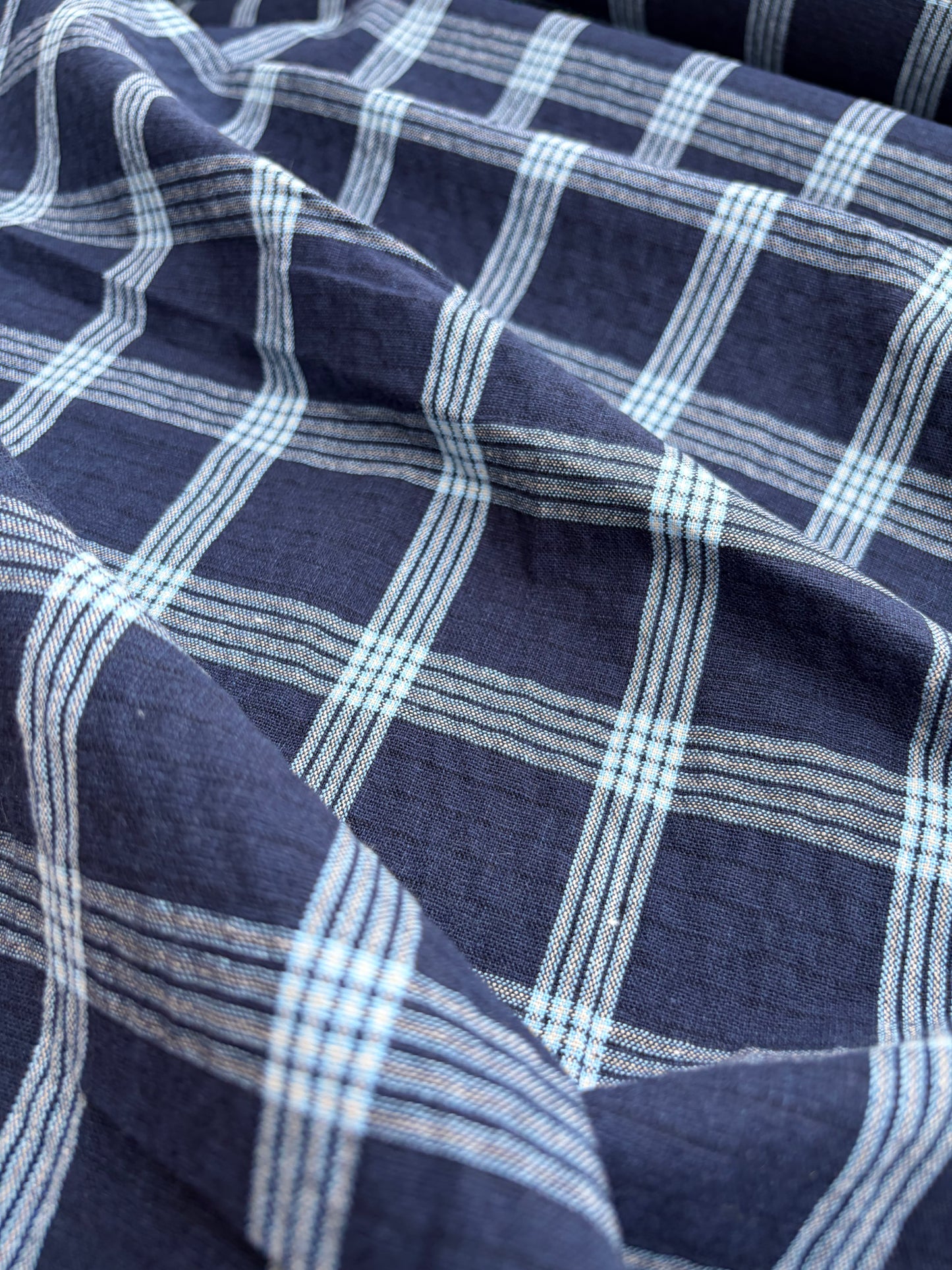 B.ROSE 020 washed cotton check navy