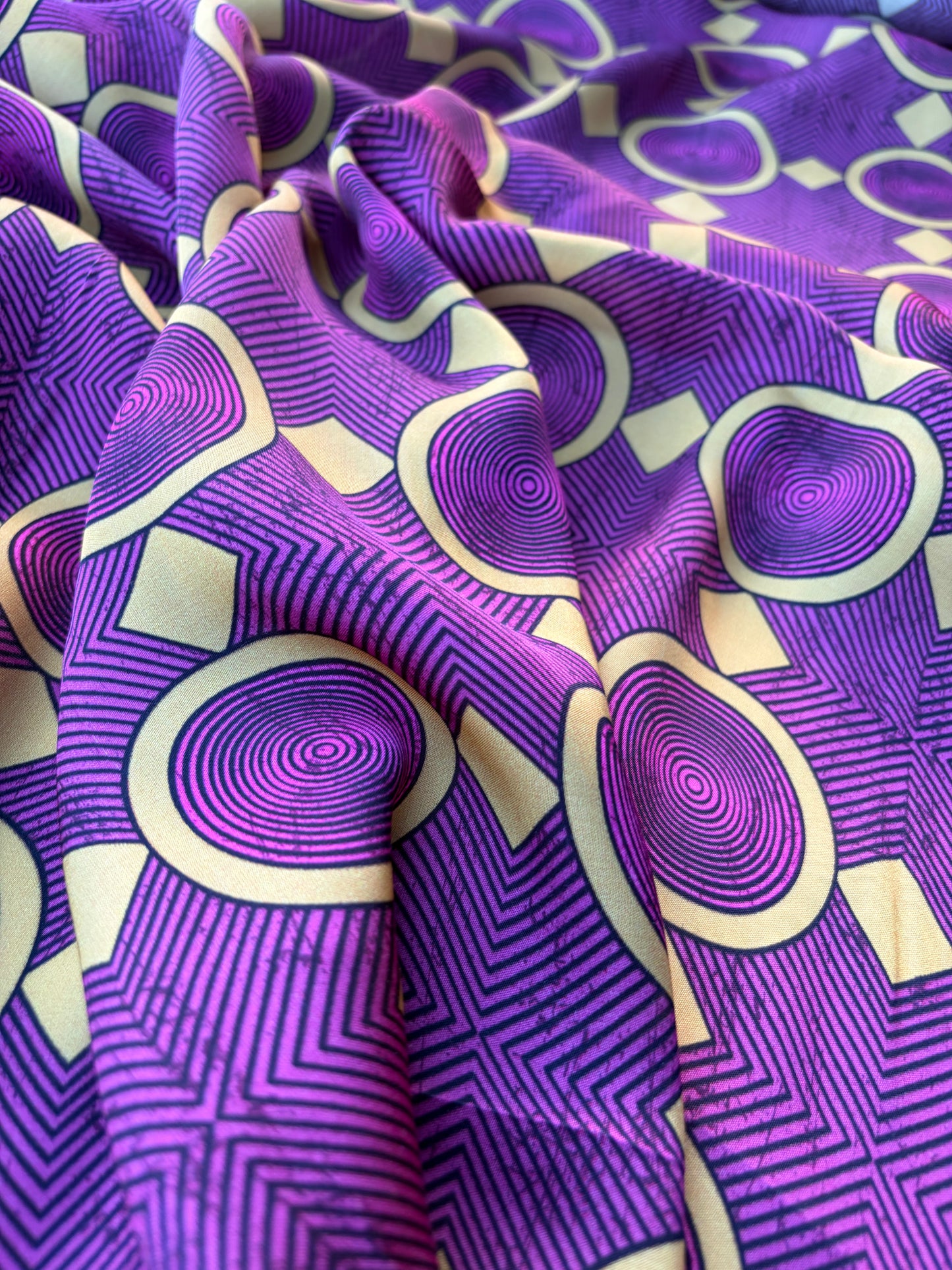 AXEL 008 aubergine/yellow ethnical viscose satin