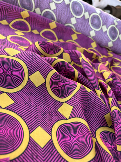 AXEL 008 aubergine/yellow ethnical viscose satin