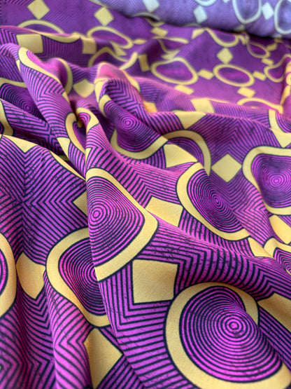 AXEL 008 aubergine/yellow ethnical viscose satin
