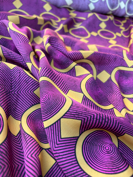 AXEL 008 aubergine/yellow ethnical viscose satin