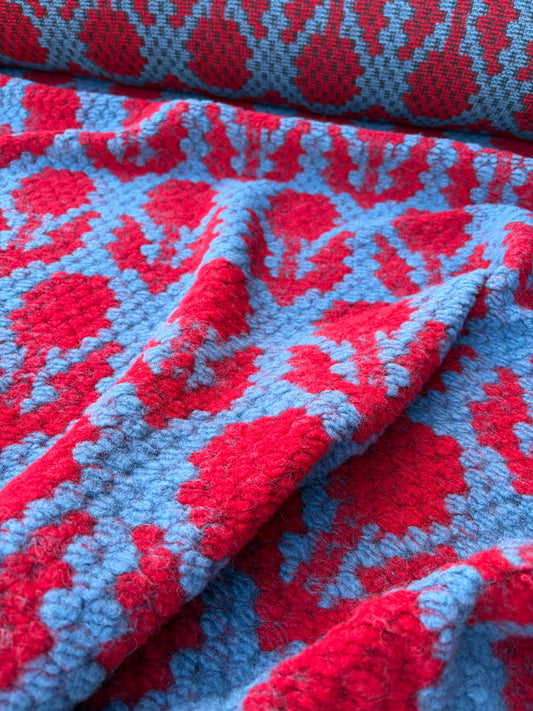 AXEL 013 red/indigo floral boiled wool