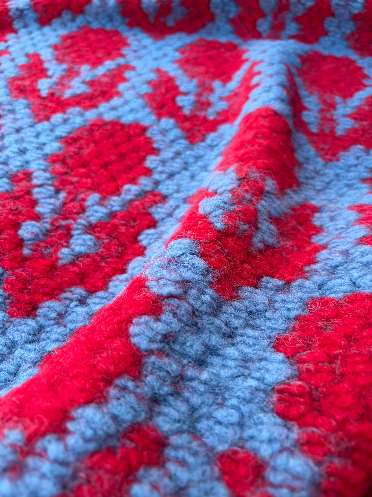 AXEL 013 red/indigo floral boiled wool