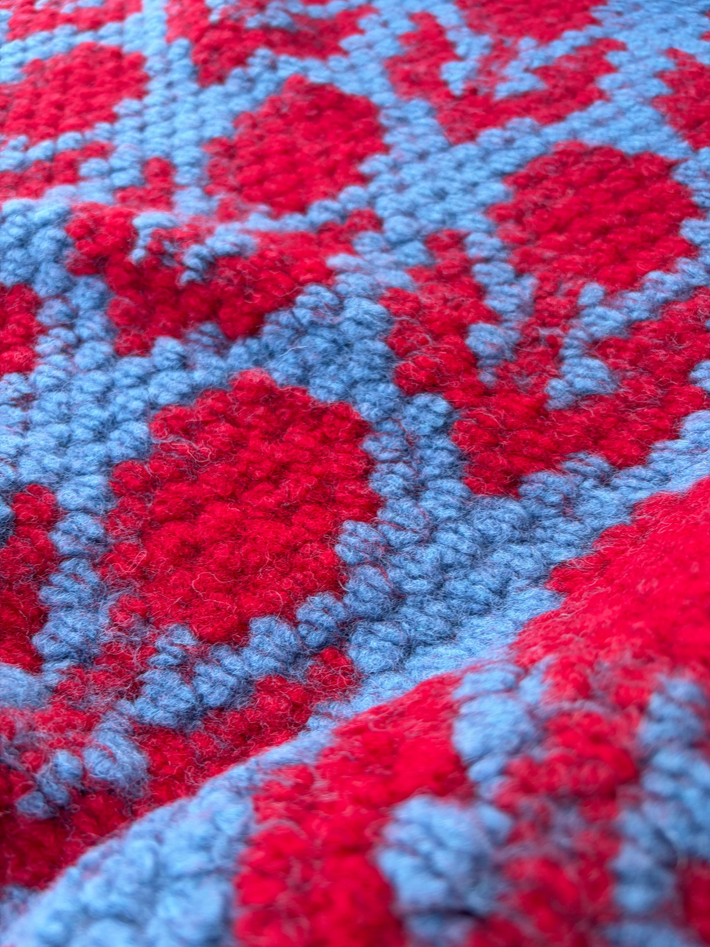 AXEL 013 red/indigo floral boiled wool