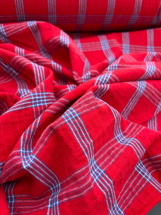 B.ROSE 031 washed cotton check red