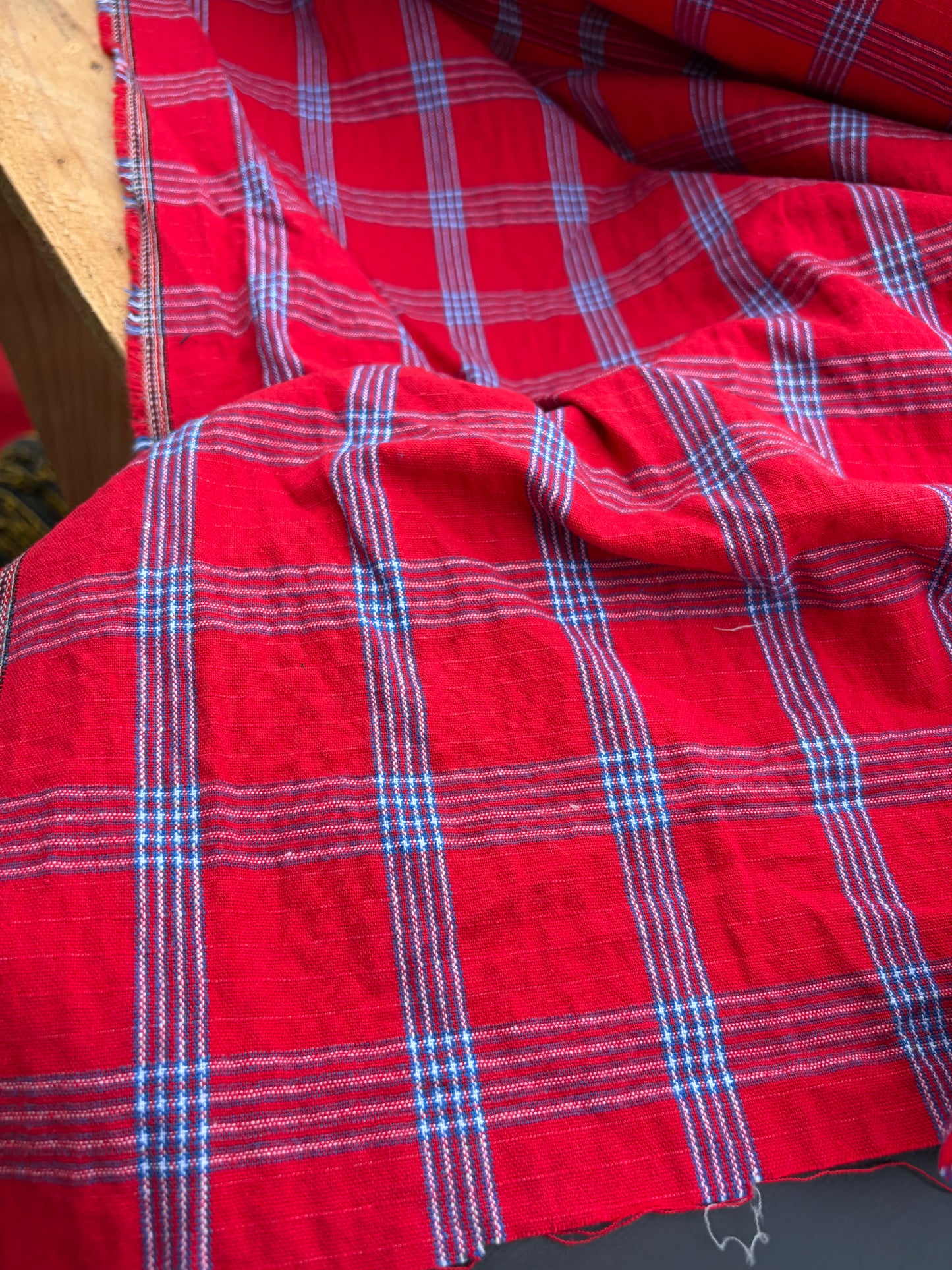 B.ROSE 031 washed cotton check red