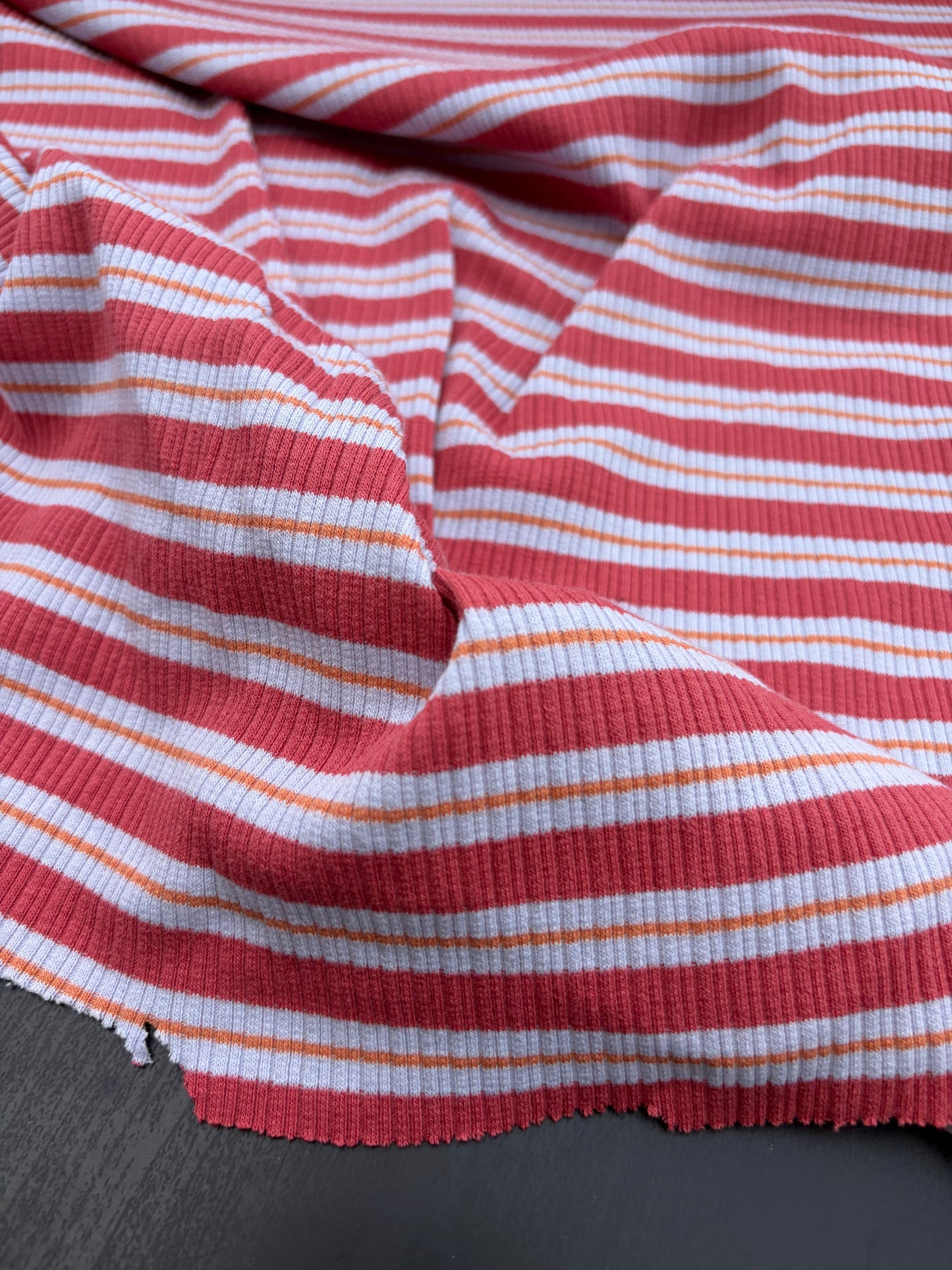 B.ROSE 033 heavy cotton rib red striped