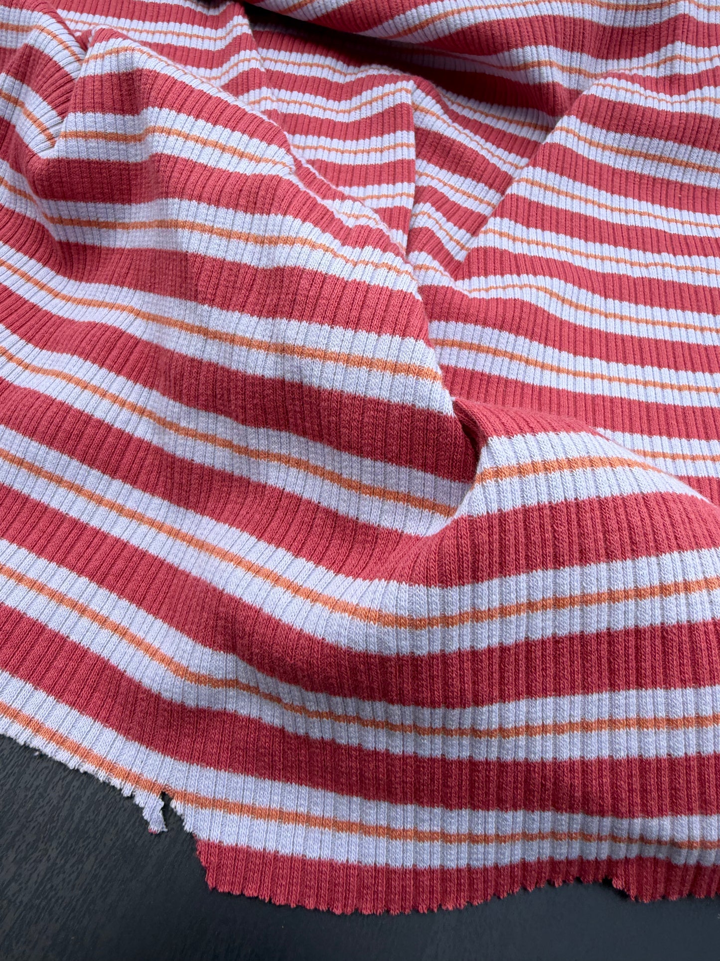 B.ROSE 033 heavy cotton rib red striped