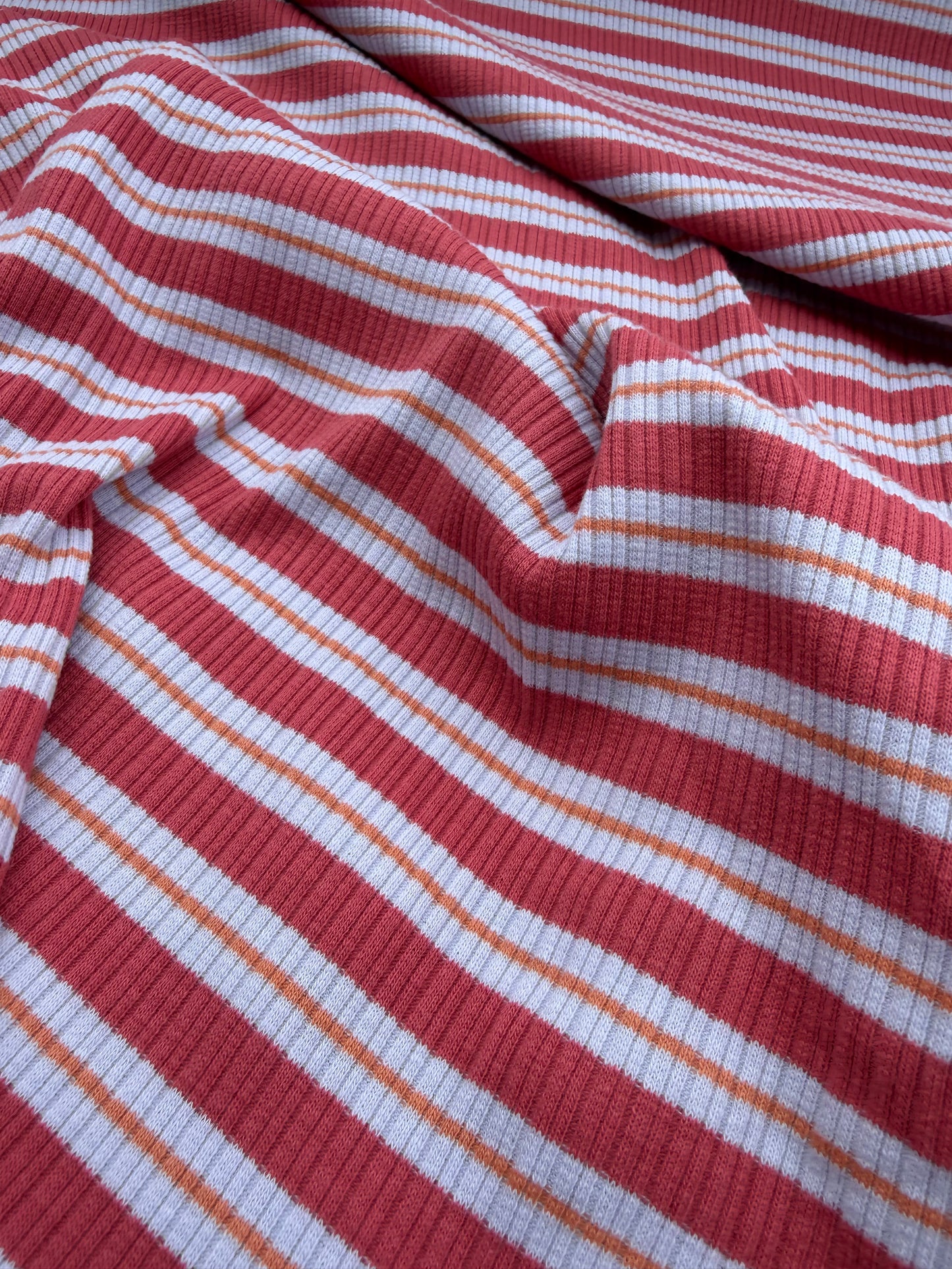 B.ROSE 033 heavy cotton rib red striped