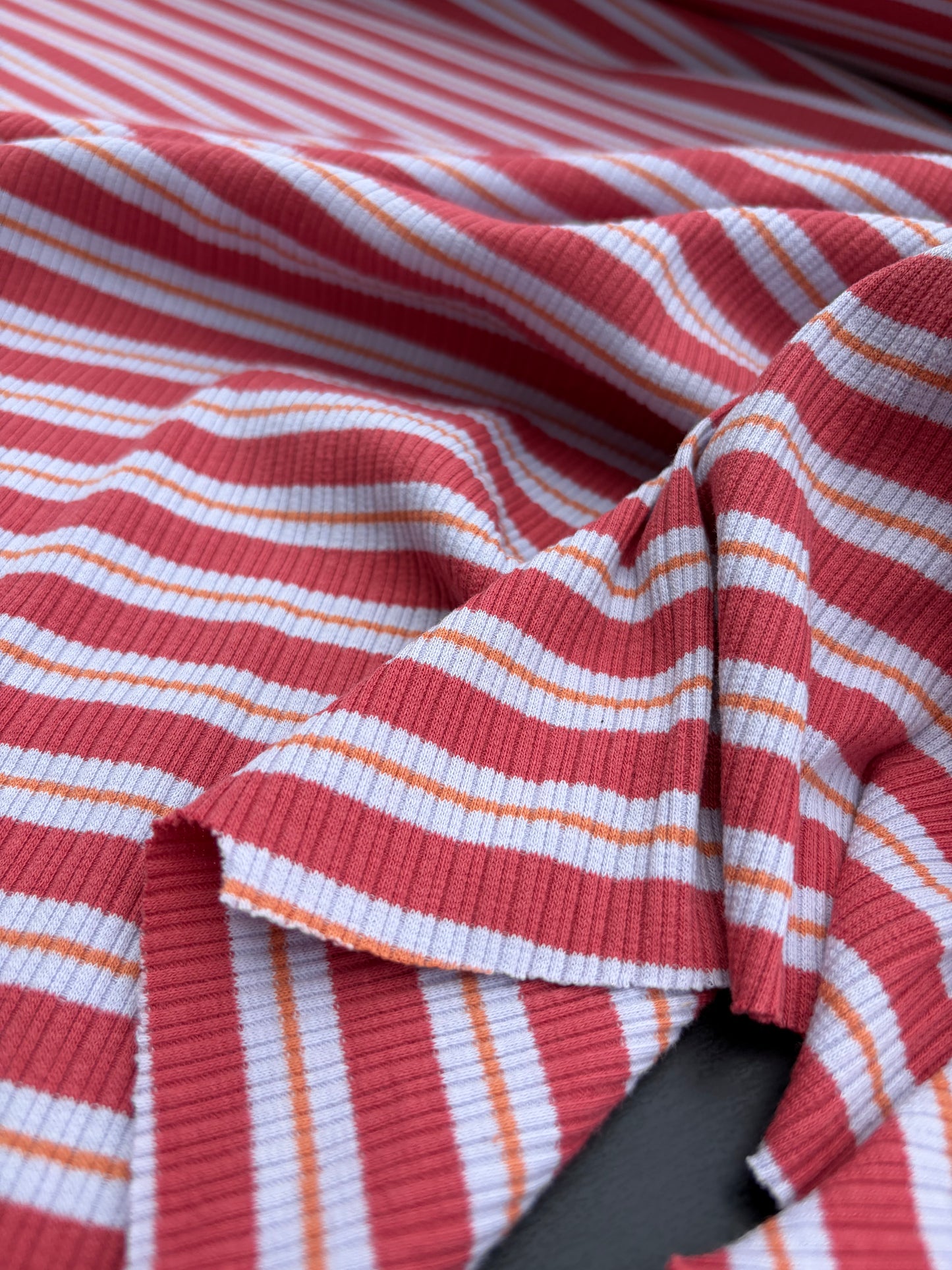B.ROSE 033 heavy cotton rib red striped