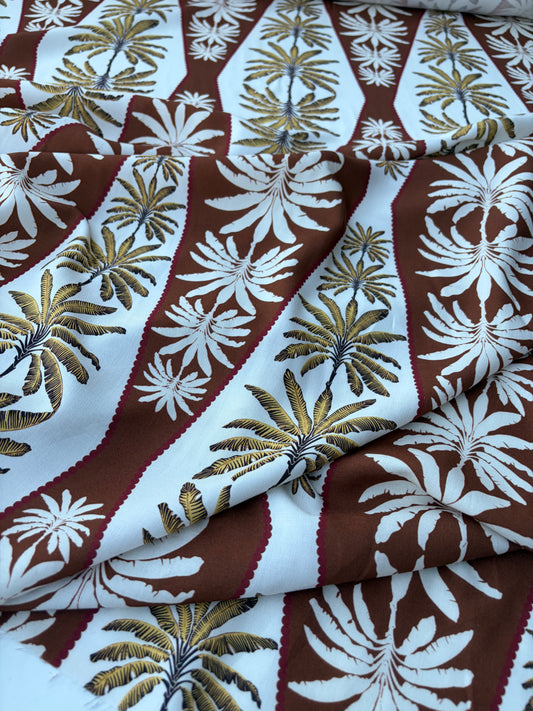 AXEL 020 brown palmtree patchwork viscose print