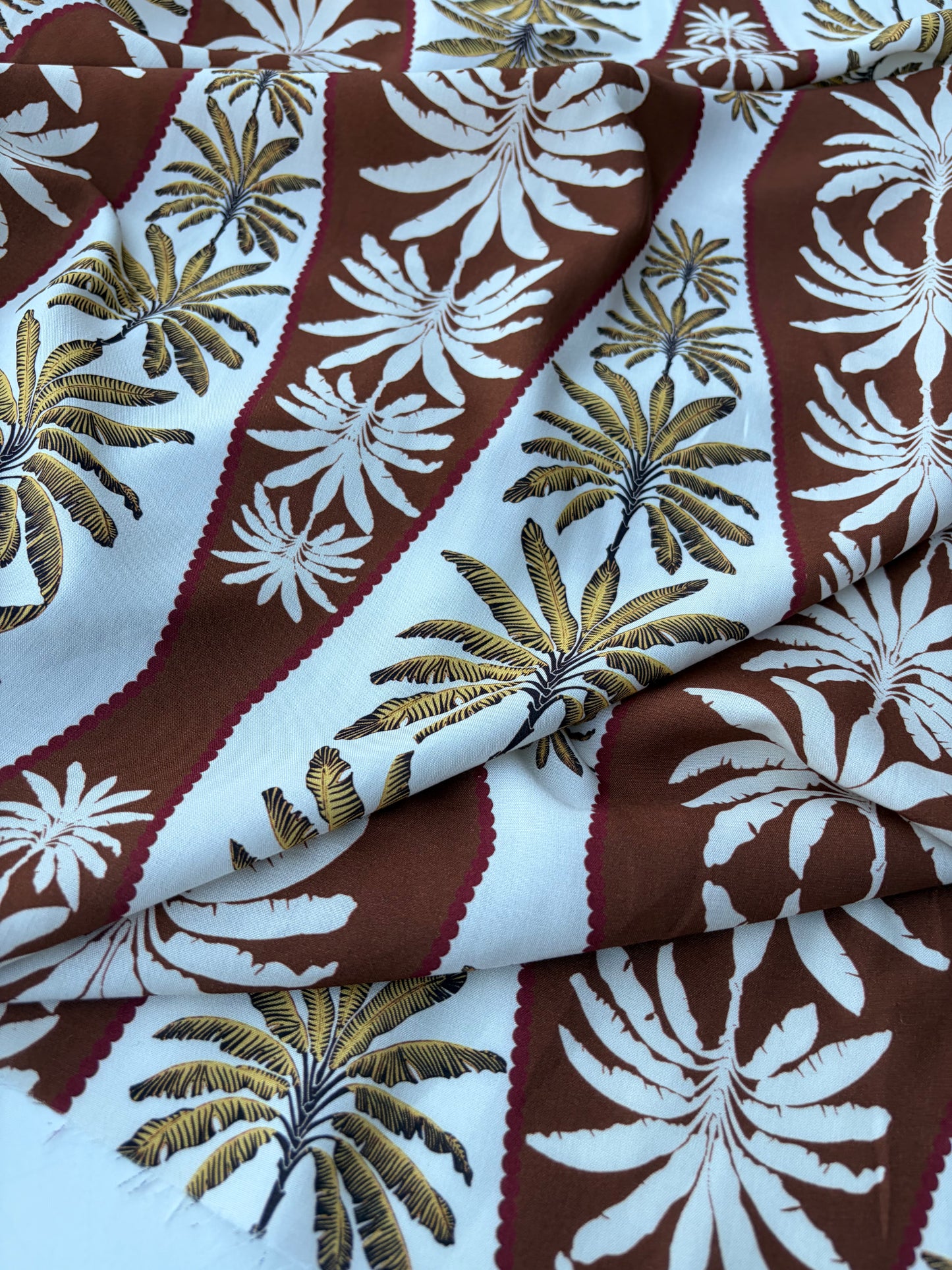 AXEL 020 brown palmtree patchwork viscose print