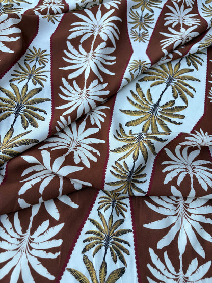 AXEL 020 brown palmtree patchwork viscose print