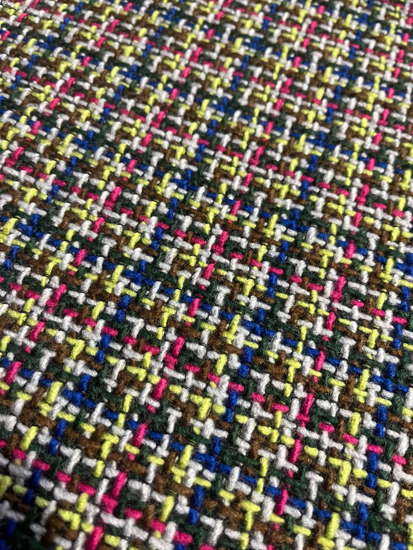 KAREN 215  heavy wool tweed brown/cobalt/fuchsia