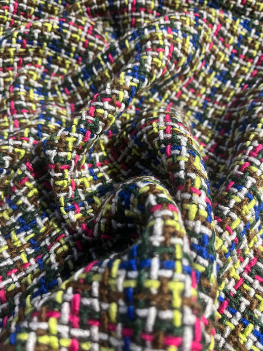 KAREN 215  heavy wool tweed brown/cobalt/fuchsia