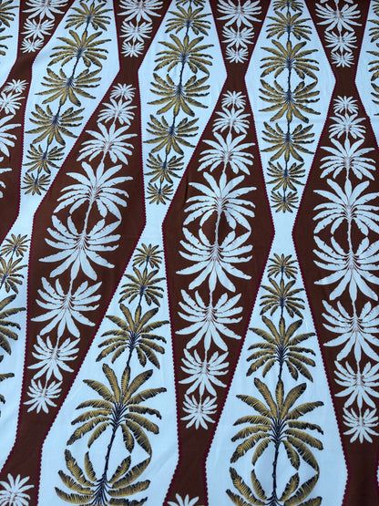 AXEL 020 brown palmtree patchwork viscose print