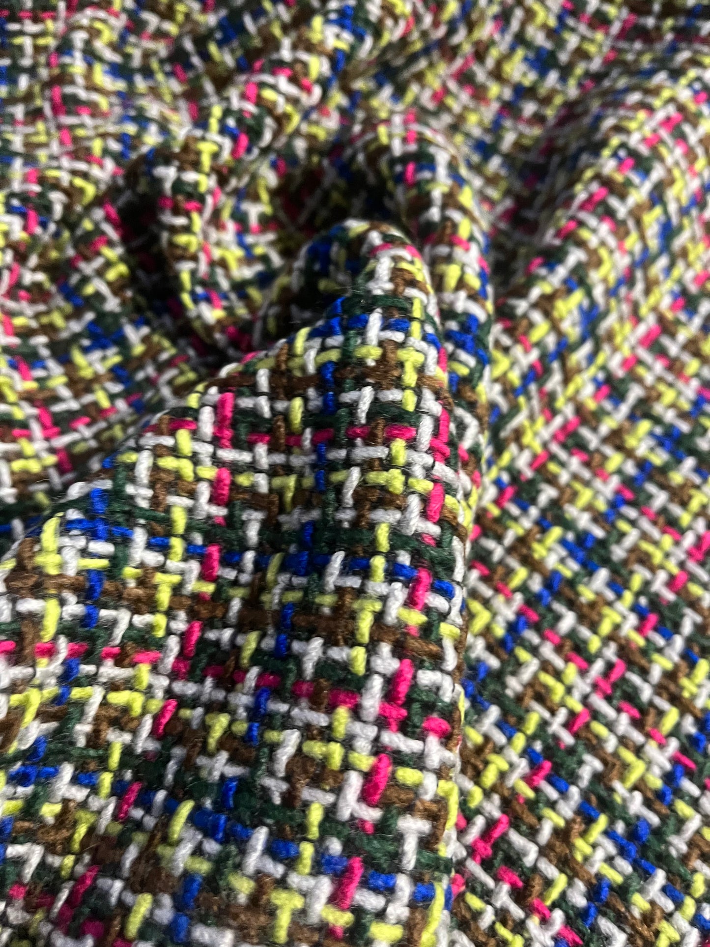 KAREN 215  heavy wool tweed brown/cobalt/fuchsia