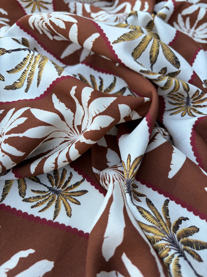 AXEL 020 brown palmtree patchwork viscose print