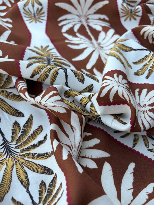 AXEL 020 brown palmtree patchwork viscose print