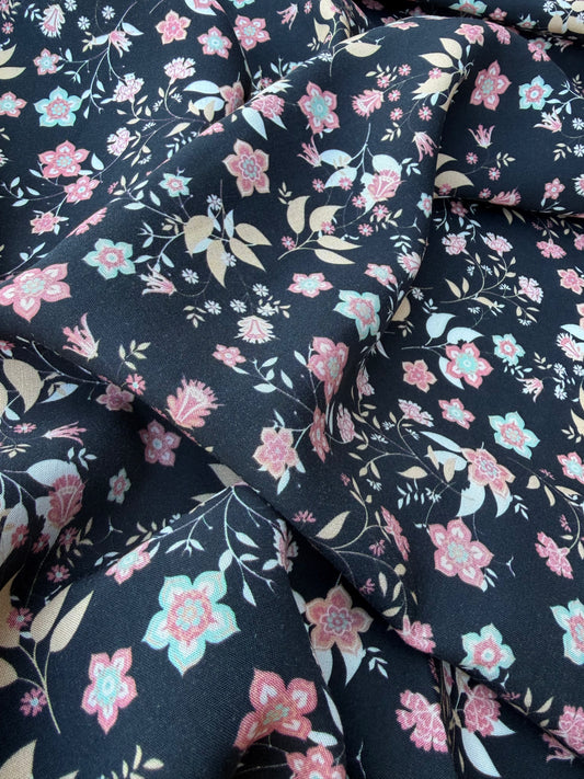AXEL 021 floral print on black ground viscose