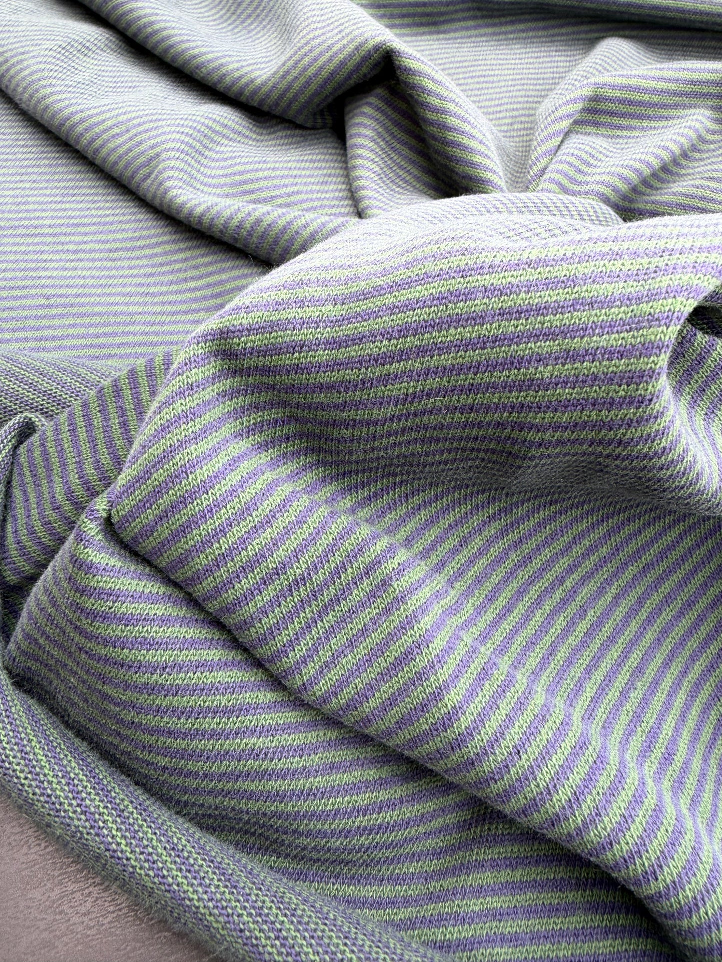 B.ROSE 038 cotton jersey stripes green/jeans blue