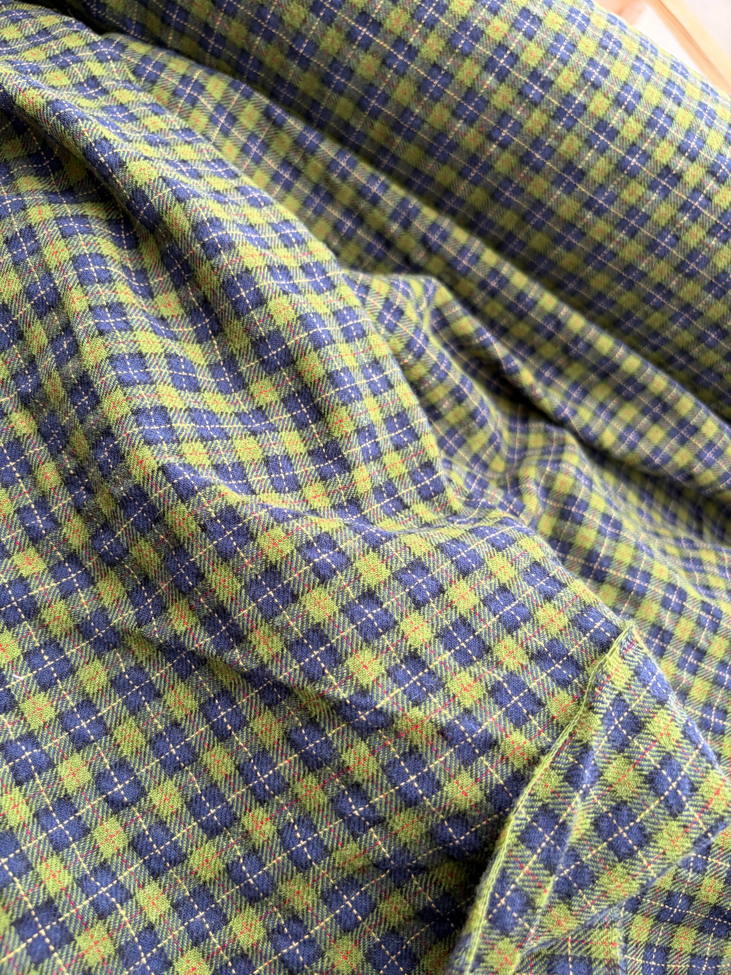B.ROSE 039 light wool check stretch green/blue