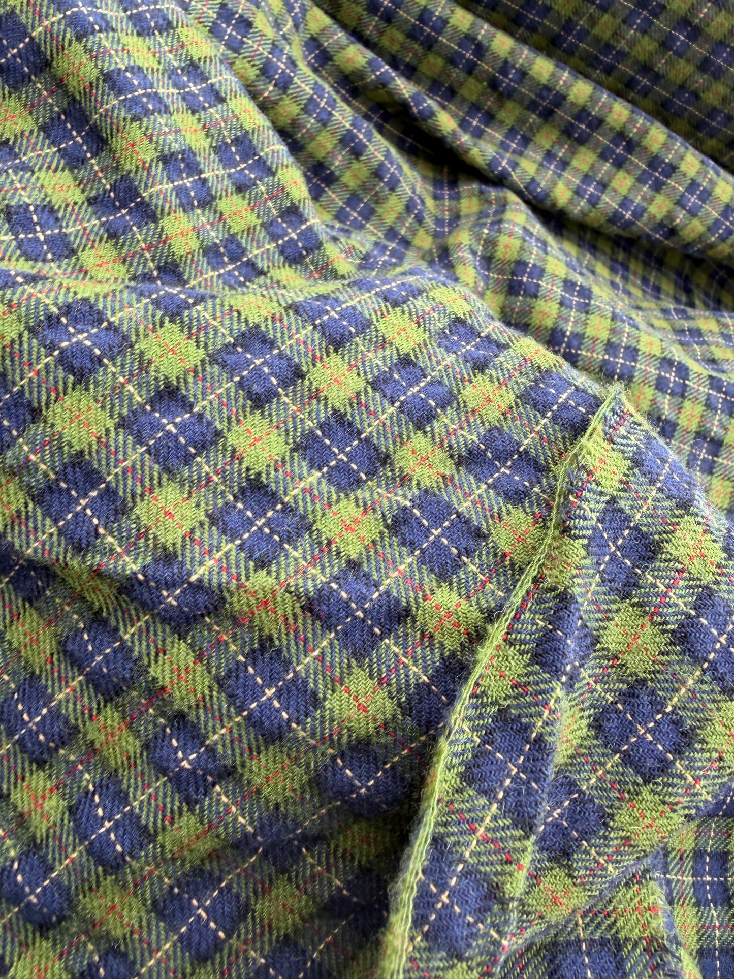 B.ROSE 039 light wool check stretch green/blue