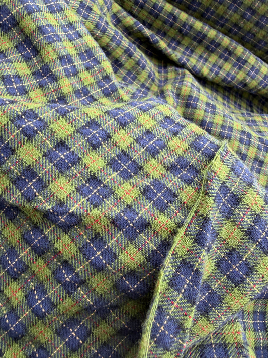 B.ROSE 039 light wool check stretch green/blue