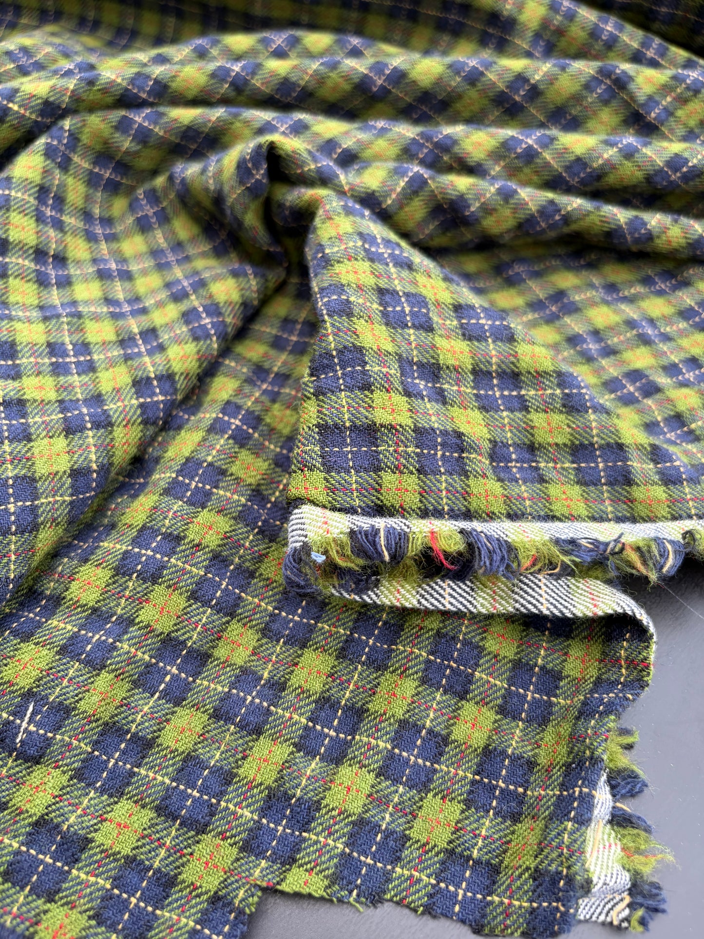 B.ROSE 039 light wool check stretch green/blue
