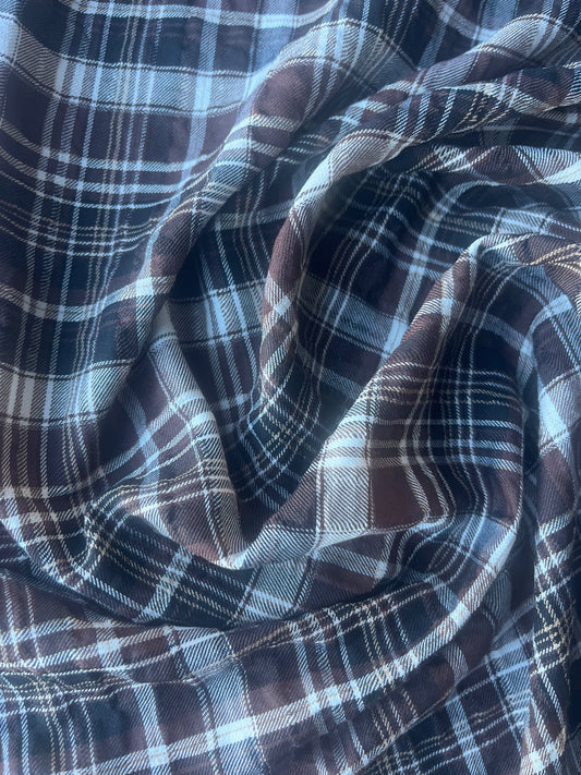 MONTI 001 43910/1 crinkle cramming cotton check brown/black
